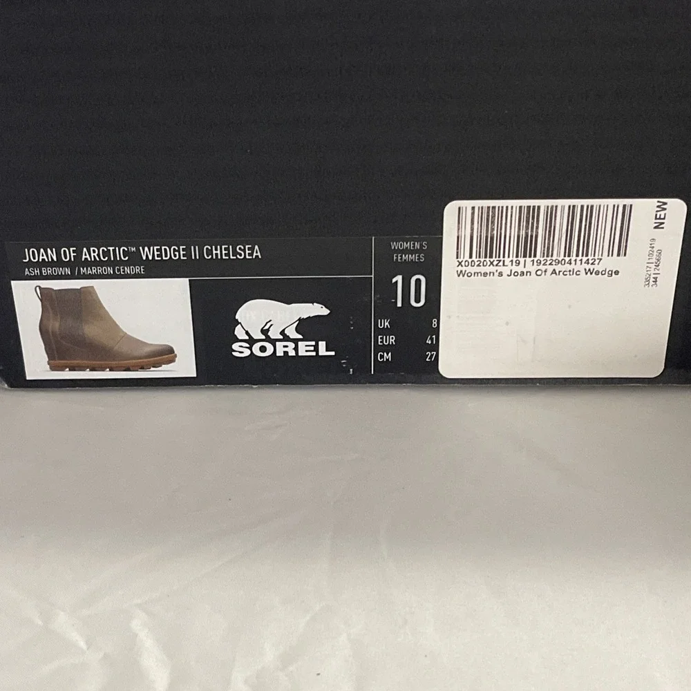 Sorel Women Sz 10 Waterproof Joan Of Arctic Wedge II Chelsea Boots Ash Brown Fun